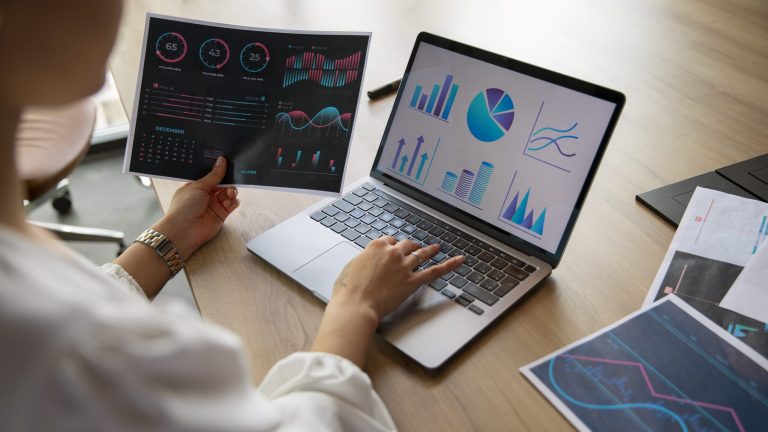 Project manager working remotely with laptop