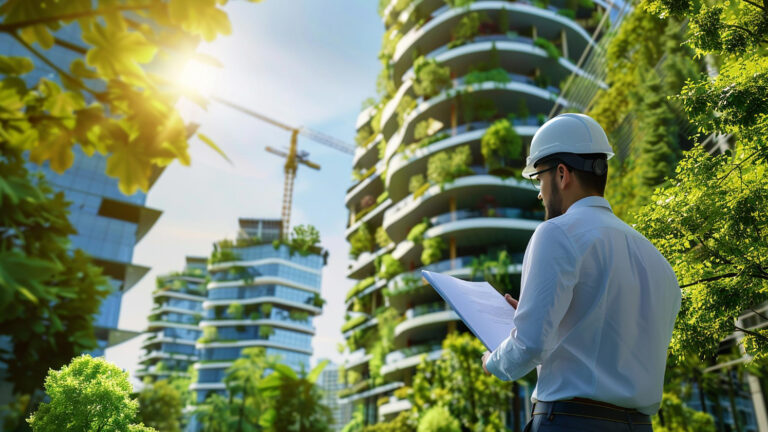 Green engineering sustainable design concept with eco-friendly materials