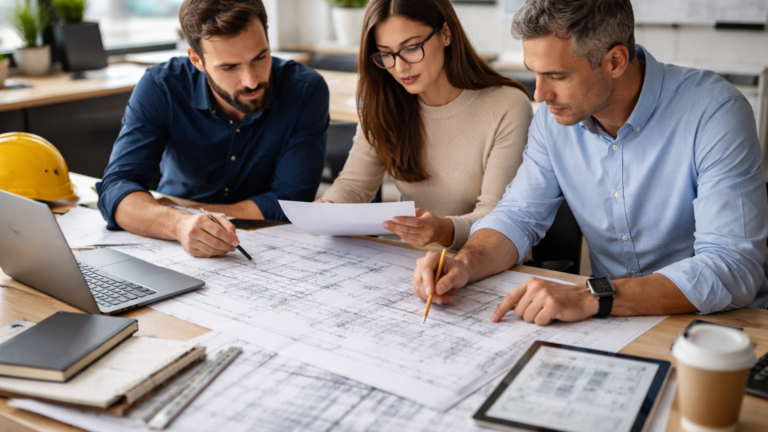 Engineering collaboration in progress team improving technical documentation rework through clear engineering plans