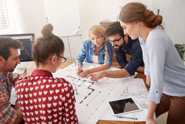 Engineering team using scalable drafting solutions for a public works project