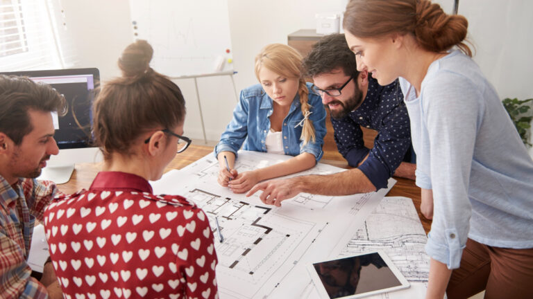 Engineering team using scalable drafting solutions for a public works project